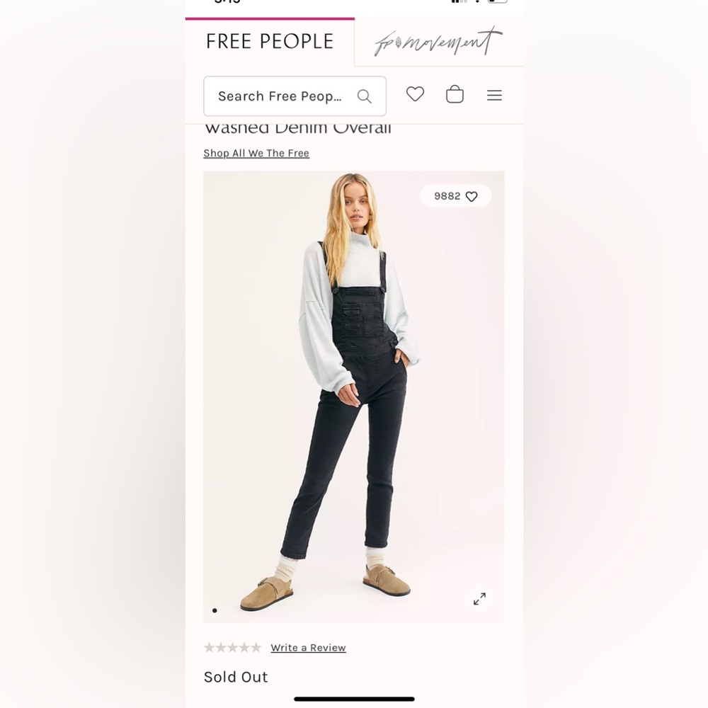 Free People Black Jean Overalls with Zipper